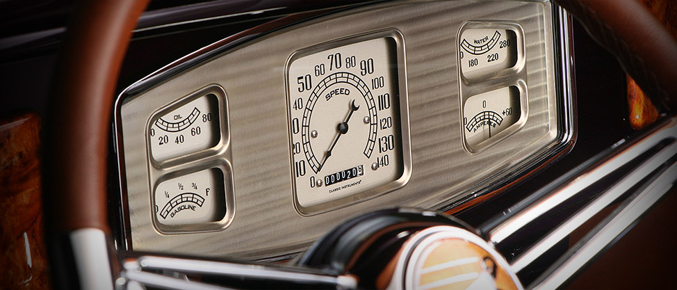 Old speedometer gauge from a vintage race car magnet